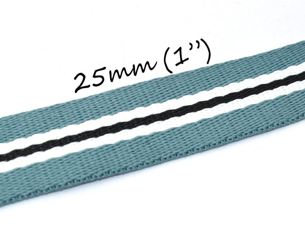 Custom 1 inch fabric webbing knitted ribbon blue ribbon striped webbing bag webbing canvas webbing textile sewing accessories