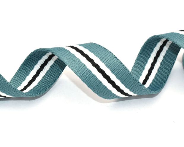 Custom 1 inch fabric webbing knitted ribbon blue ribbon striped webbing bag webbing canvas webbing textile sewing accessories