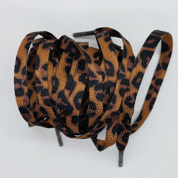 Brown leopard shoelaces webbing shoelace rope, suitable for sports shoes,